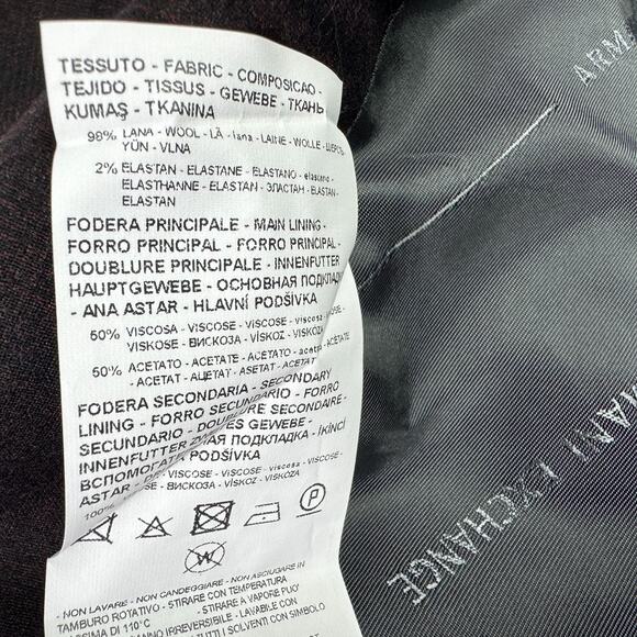 Armani Exchange Mens Slim Fit Wool Windowpane Suit Jacket Brown Black 42R - Picture 6 of 6